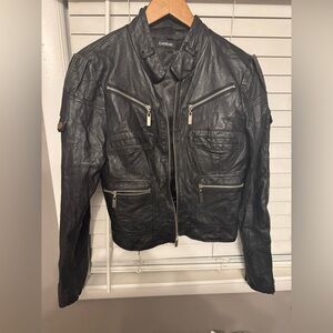 Bebe Black Zippered Leather Jacket